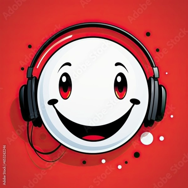 Obraz Smiley face wearing headphones