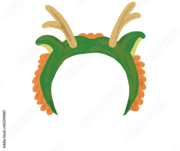 Fototapeta 写真にかぶせられる龍の被り物