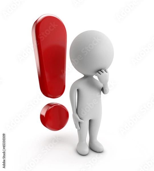 Obraz 3D znak wykrzyknika cute ludzi