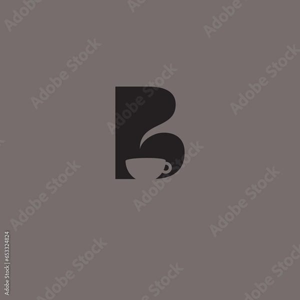 Obraz Letter B Cup Coffee logo design vector.