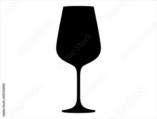 Obraz Wine glass silhouette vector art white background