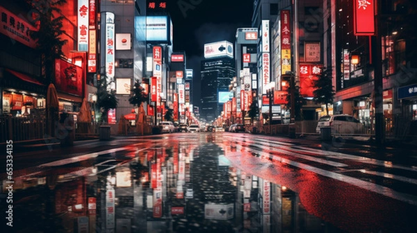 Obraz 新宿に似ているけど別の街、雨の夜の風景