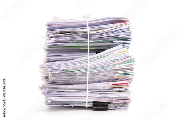 Fototapeta Stack of Documents isolated on white background.