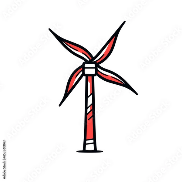 Fototapeta Wind vector icon in minimalistic, black and red line work, japan web