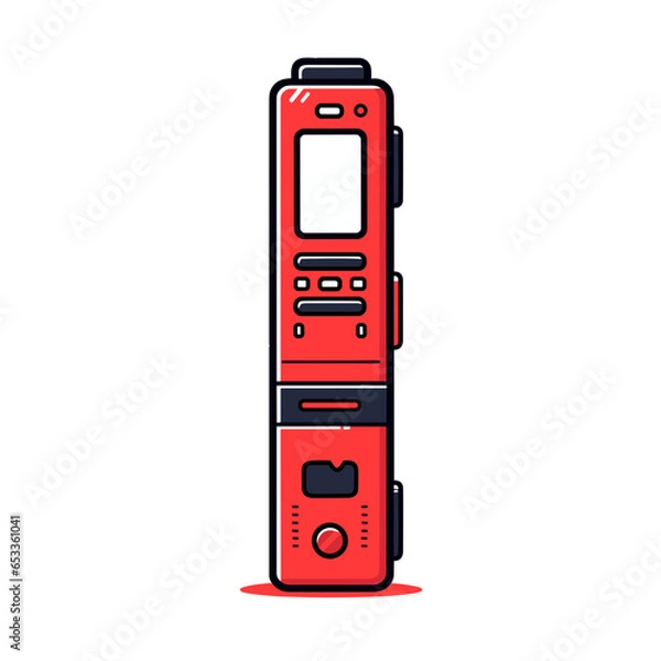 Fototapeta Recorder vector icon in minimalistic, black and red line work, japan web