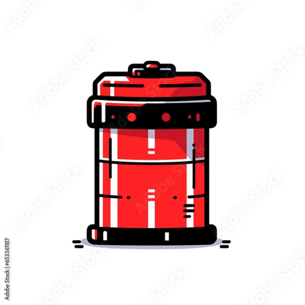 Obraz Film canister vector icon in minimalistic, black and red line work, japan web