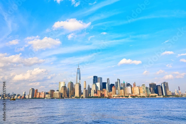 Obraz Manhattan financial district over Hudson River, New York City