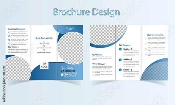 Fototapeta  Modern Corporate Brochure design  template .Modern, Creative and Professional tri fold brochure vector design. Simple and minimalist promotion layout with blue color. 