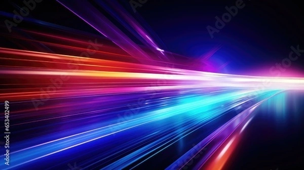 Fototapeta movement light motion trails illustration abstract line, blue blur, night bright movement light motion trails