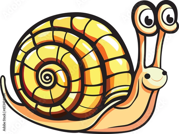 Obraz Cartoon styled snail on a white background
