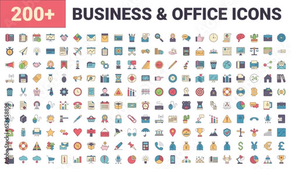 Obraz Set vector business, banking and finance icons set. Icons for business, management, finance, strategy, banking, marketing and accounting for mobile concepts and web. Modern pictogram