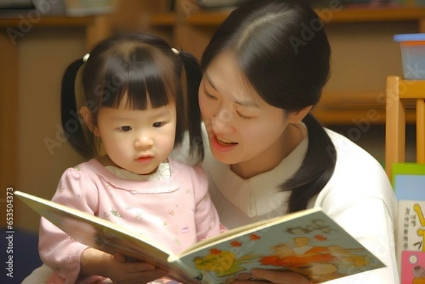 Obraz 読み聞かせをする母親