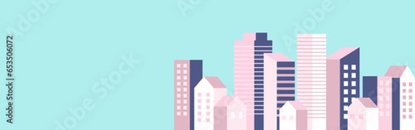 Obraz 背景イラスト_ビル群_パステルカラー