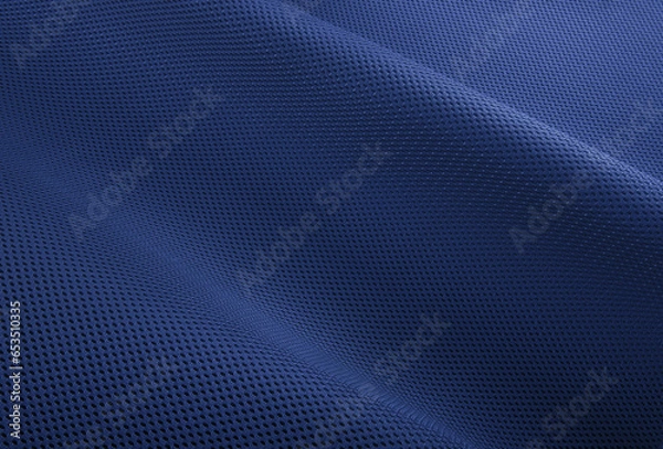 Obraz Rough navy blue fabric texture, cotton knitted fabric, modern waterproof flexible temperature control materials, multifunctional smart textile close-up, selective focus, does not tear