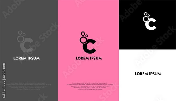 Obraz letter C logo design pink background with circles