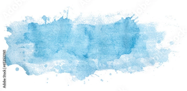 Obraz Light blue watercolor background. Artistic hand paint. Isolated on transparent background.