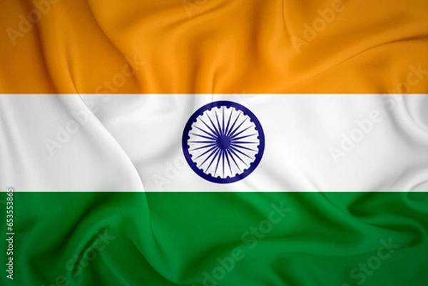 Obraz India Flag Background. Fabric texture of the flag of India