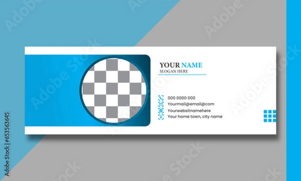 Fototapeta Email signature modern template design layout. Emailers personal business minimalist personal web social media cover.