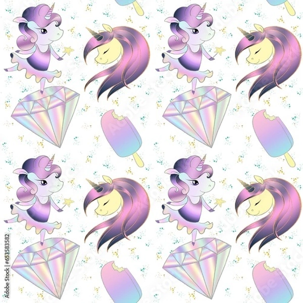 Obraz Cute unicorn seamless pattern
