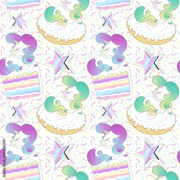Obraz Cute unicorn seamless pattern