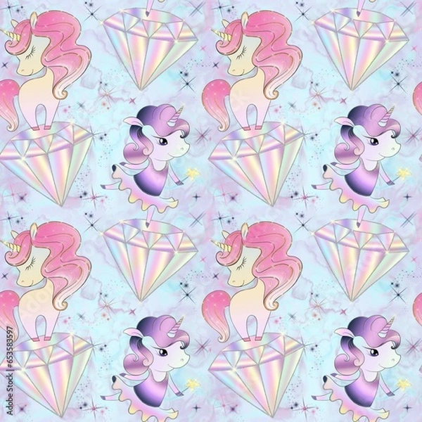 Obraz Cute unicorn seamless pattern