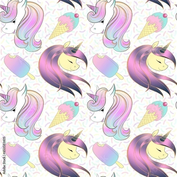 Obraz Cute unicorn seamless pattern