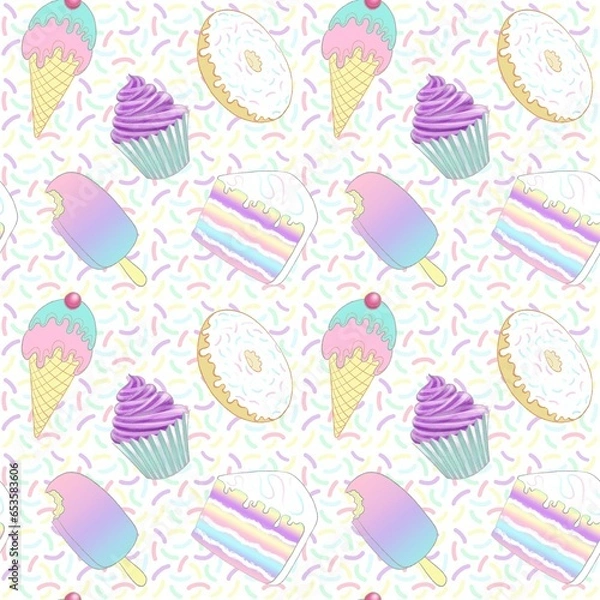 Obraz Sweets seamless pattern, ice cream seamless pattern