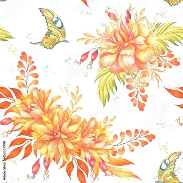 Obraz Marigolds autumn seamless pattern