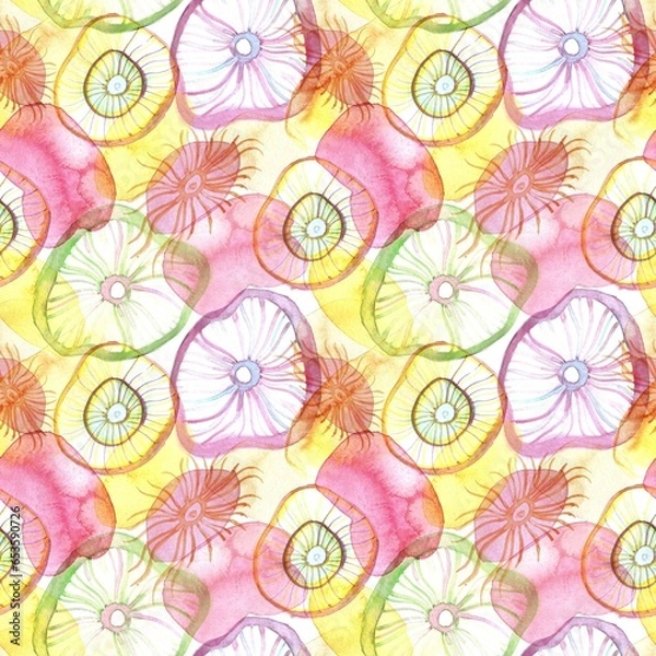 Obraz Underwater world watercolour seamless pattern