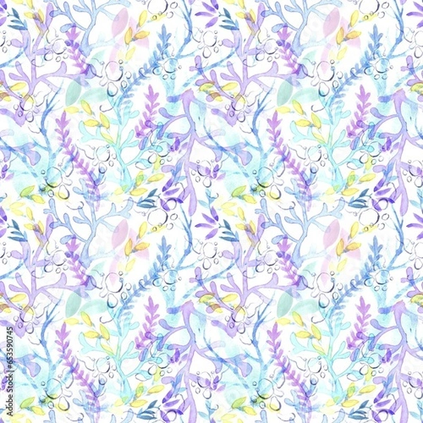 Obraz Underwater world watercolour seamless pattern