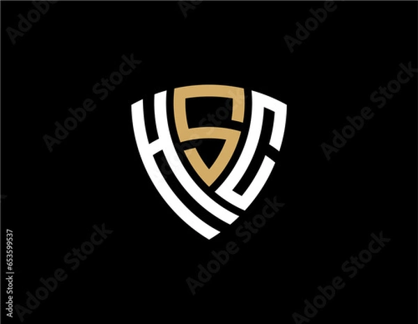 Fototapeta HSC creative letter shield logo design vector icon illustration