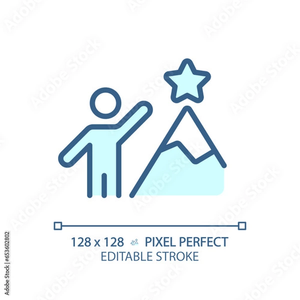 Fototapeta 2D pixel perfect editable blue perseverance icon, isolated vector, thin line illustration representing soft skills.