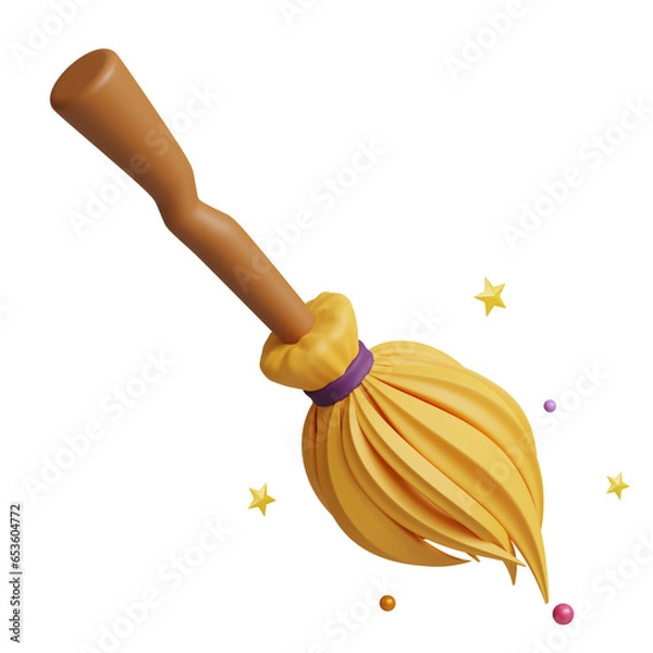 Obraz 3d rendering magic broom