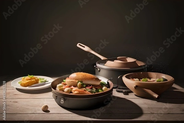 Fototapeta フライパンの料理