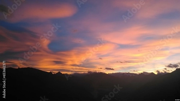 Fototapeta Mountain Sunset blue sky cloud