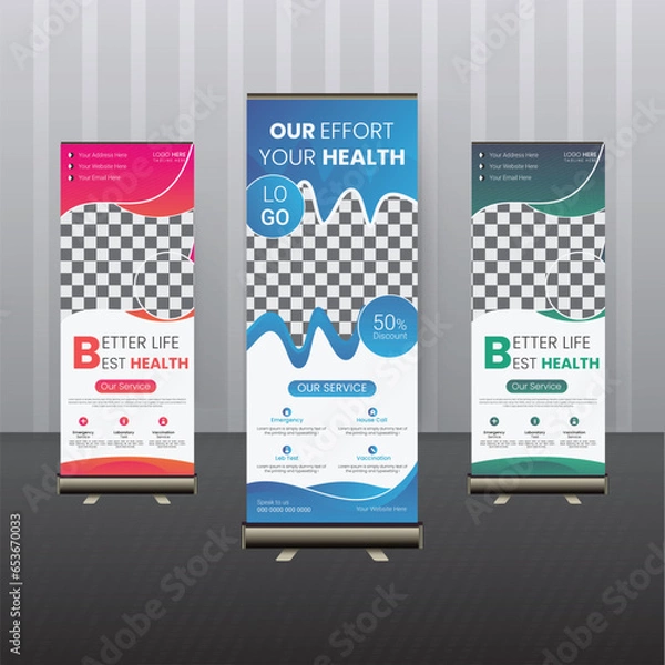 Obraz medical roll up banner stand vector creative design