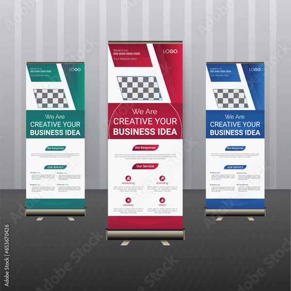 Obraz business roll up banner stand vector creative design