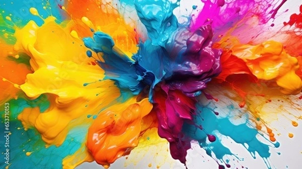 Fototapeta Colorful Paint Splashes on a Canvas