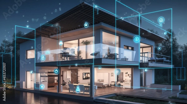 Fototapeta Visualize the Future of Smart Homes with AI-Enabled Automation - Created by AI
