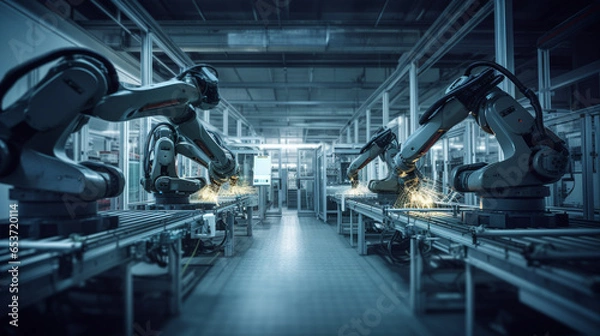 Fototapeta Unleashing the Potential of Robotics: Integrating AI into Manufacturing - Created by AI