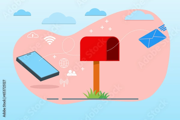 Obraz Evolution of email sending technology, vector