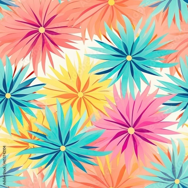 Obraz Colorful floral pattern with smiley face