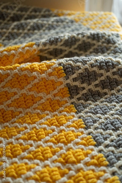 Obraz Yellow and gray mosaic pattern crochet