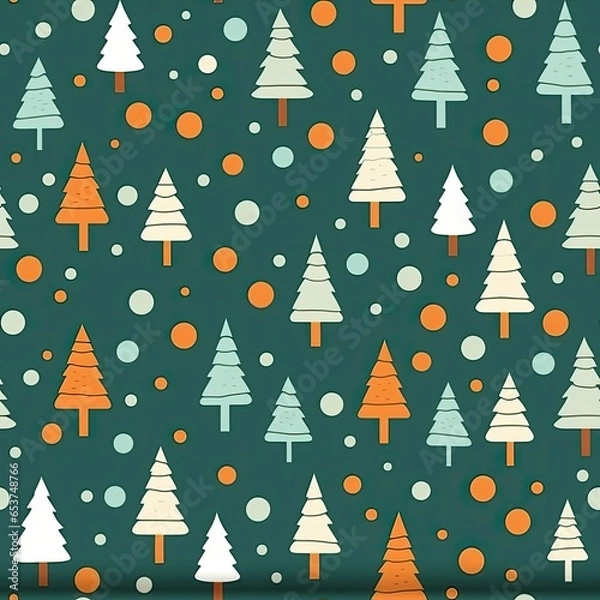 Obraz Christmas tree pattern with trees, baubles