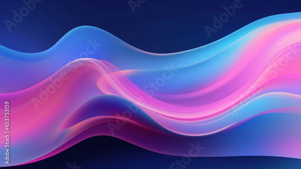 Fototapeta Abstract blue and purple liquid wavy shapes futuristic background. Glowing retro waves background.