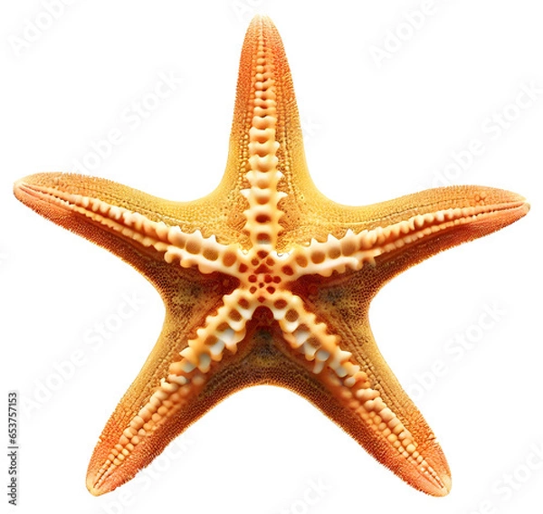 Fototapeta Five branches starfish seen from top, isolated