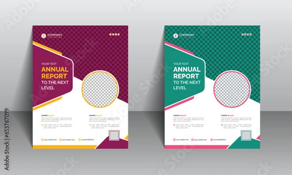 Fototapeta Annual report design for bank office and business etc. File folder with two-colour variation.