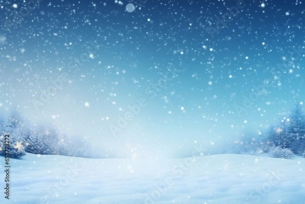 Fototapeta Snowy happy new year background with empty copy space Generative AI