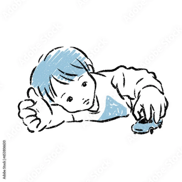 Fototapeta ミニカーで遊ぶ男の子　イラスト