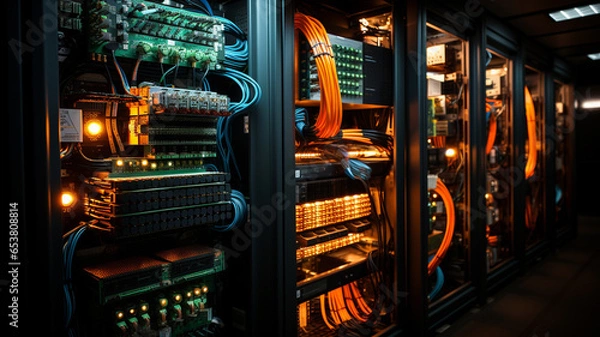 Obraz data center and internet technology concept with server room in background